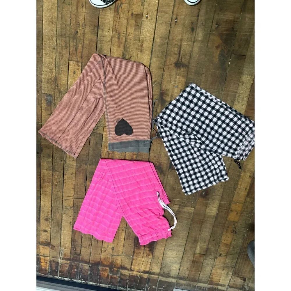 Vs Pink vintage wide leg sleep pants pj pajama lot bundle 3 medium